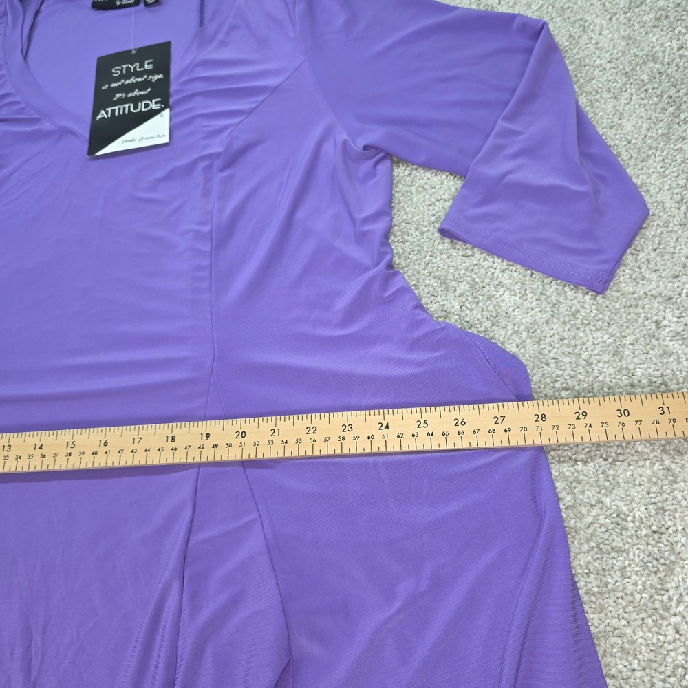 Attitudes by Renee Purple Como Jersey V-Neck Godet Midi Dress 1XP NEW - Picture 4 of 8